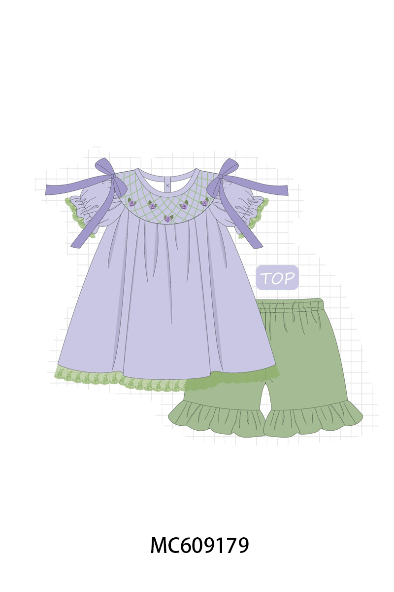 PO104 Lavender floral smocked ruffle collection  - closing 9/14 - ETA February