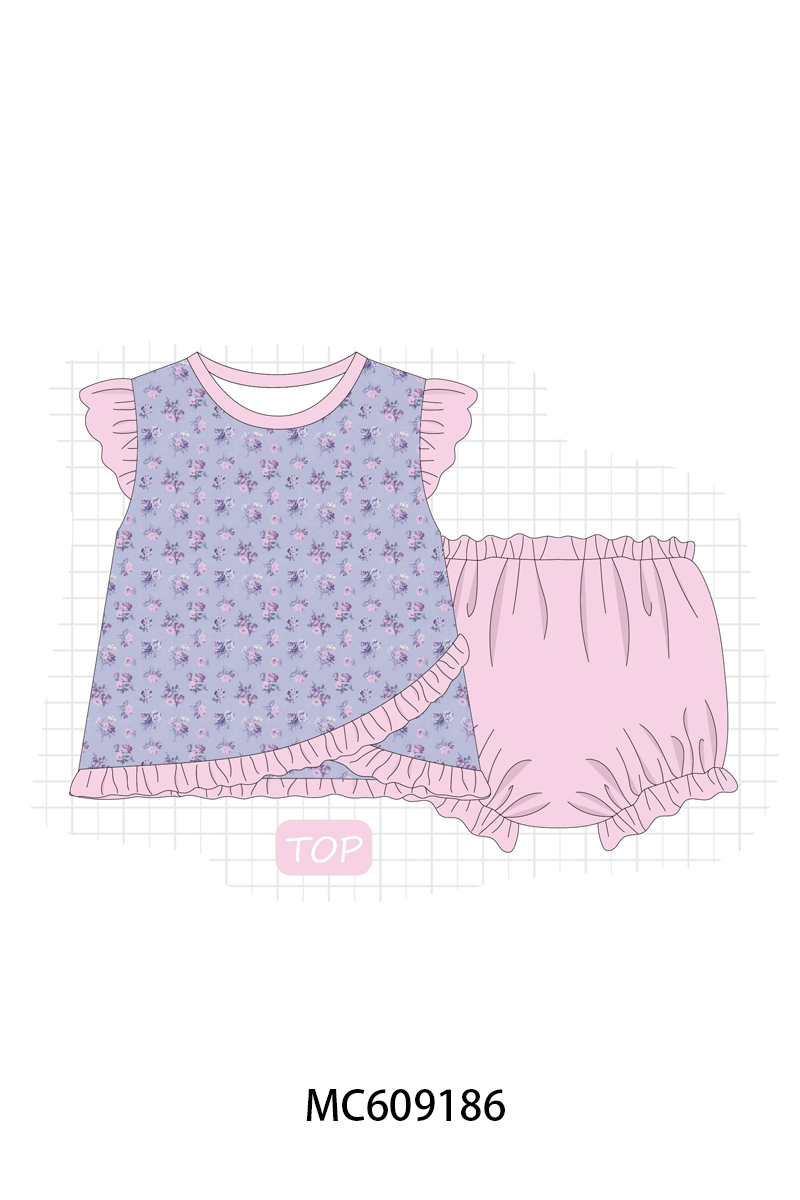 PO104 Purple floral print ruffle collection  - closing 9/14 - ETA February