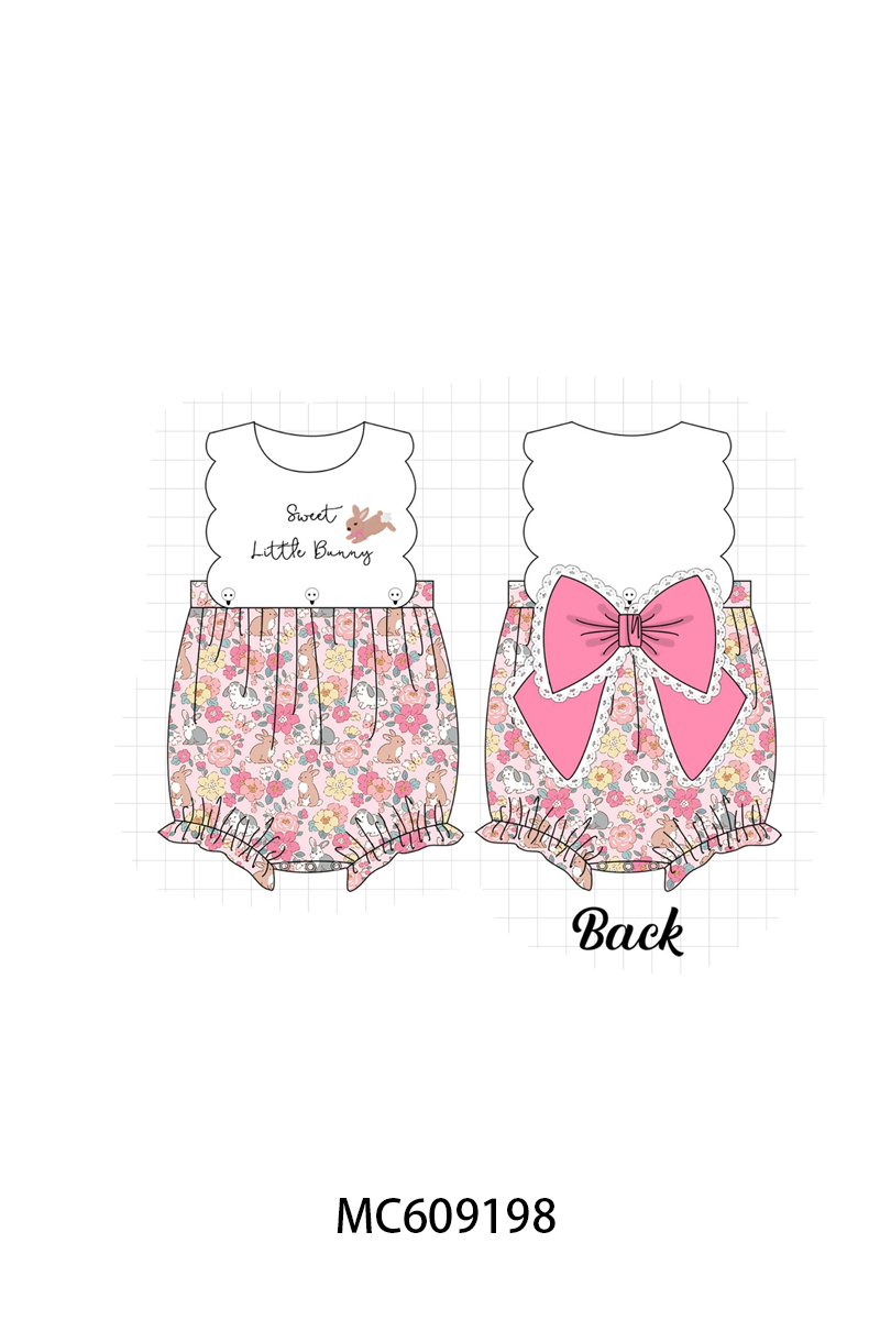 PO104 Pink&blue sweet little bunny embroidery floral collection