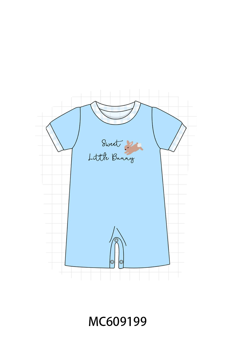 PO104 Pink&blue sweet little bunny embroidery floral collection