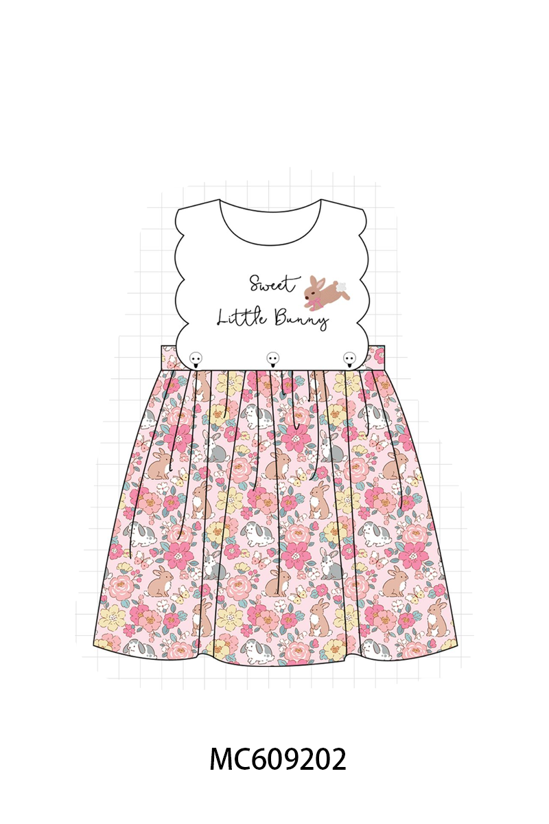 PO104 Pink&blue sweet little bunny embroidery floral collection