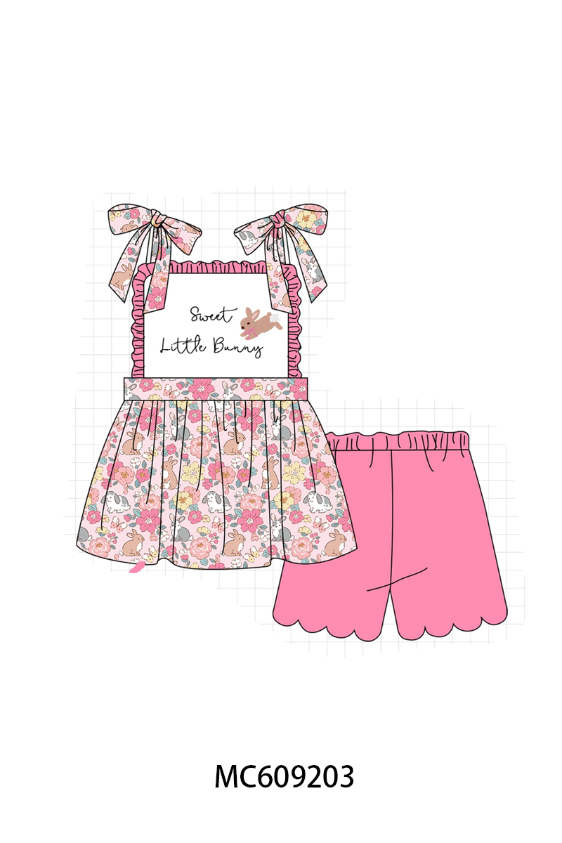 PO104 Pink&blue sweet little bunny embroidery floral collection