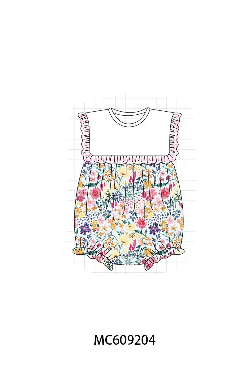 PO104 Pink meadow floral embroidery ruffle collection  - closing 9/14 - ETA February
