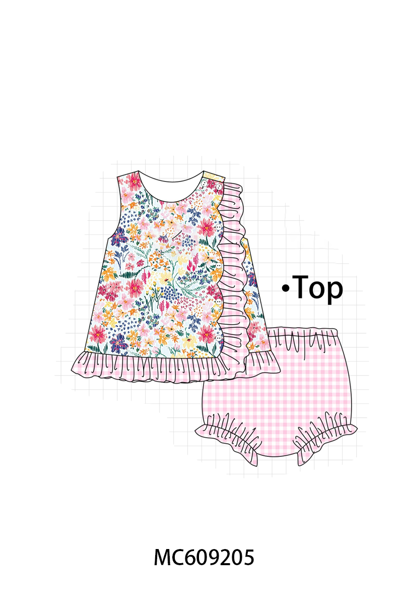 PO104 Pink meadow floral embroidery ruffle collection  - closing 9/14 - ETA February