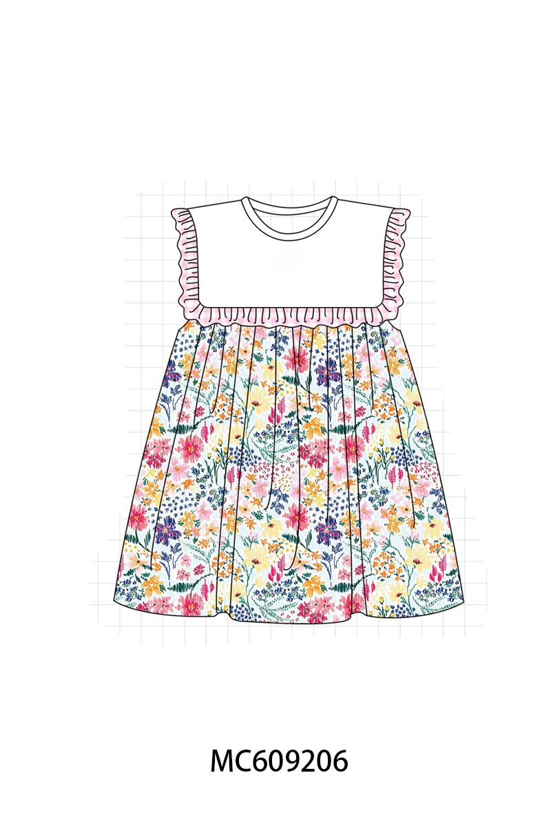 PO104 Pink meadow floral embroidery ruffle collection  - closing 9/14 - ETA February