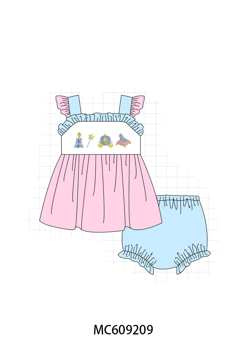 PO104 Pink princess pumpkin embroidery ruffle collection  - closing 9/14 - ETA February