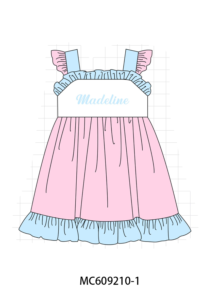 PO104 Pink monogram embroidery ruffle collection  - closing 9/14 - ETA February