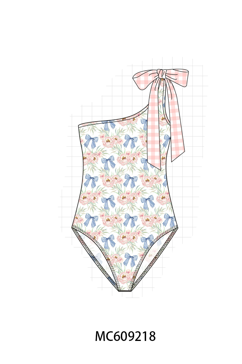 PO104 Pink floral bow ruffle swimsuit collection  - closing 9/14 - ETA February