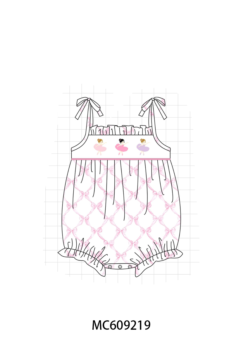 PO104 Pink ballet girl embroidery bow collection  - closing 9/14 - ETA February