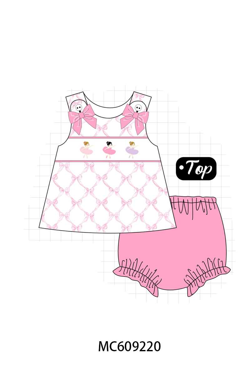 PO104 Pink ballet girl embroidery bow collection  - closing 9/14 - ETA February