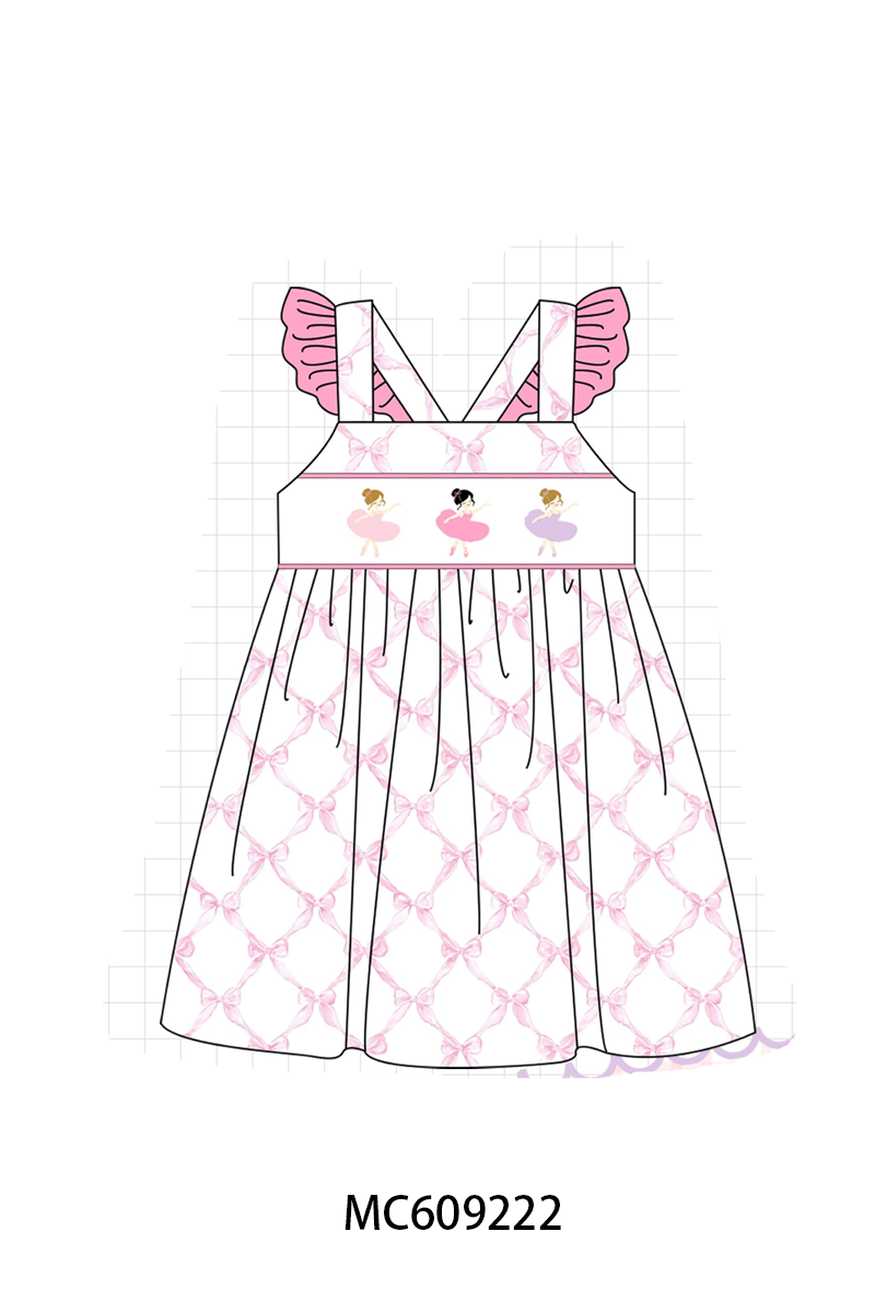 PO104 Pink ballet girl embroidery bow collection  - closing 9/14 - ETA February