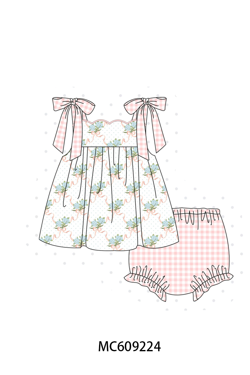 PO104 Pink bow hydrangea lace gingham collection  - closing 9/14 - ETA February