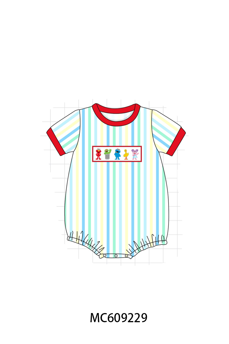 PO104 Red&blue stripe sesame street embroidery ruffle collection  - closing 9/14 - ETA February