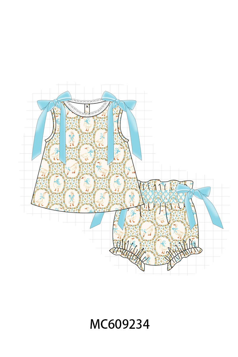 PO104 Blue goose floral ruffle collection  - closing 9/14 - ETA February