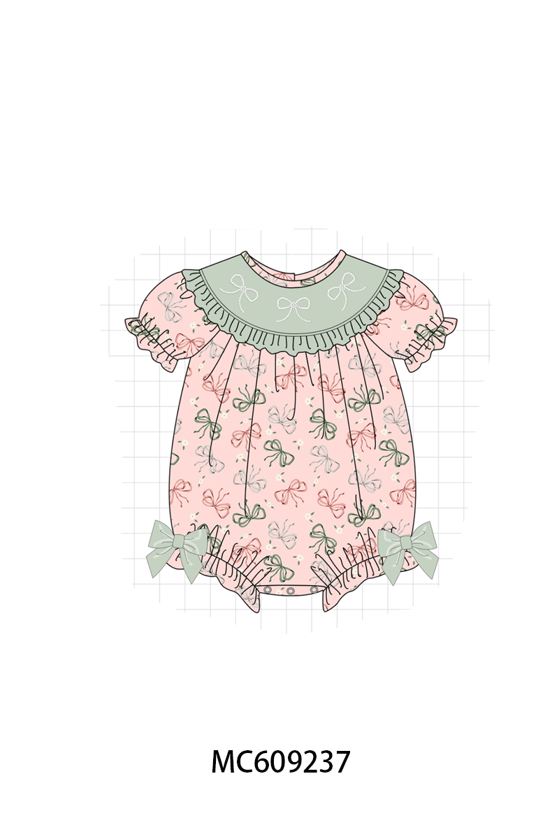 PO104 Pink beaded bow embroidery ruffle collection  - closing 9/14 - ETA February