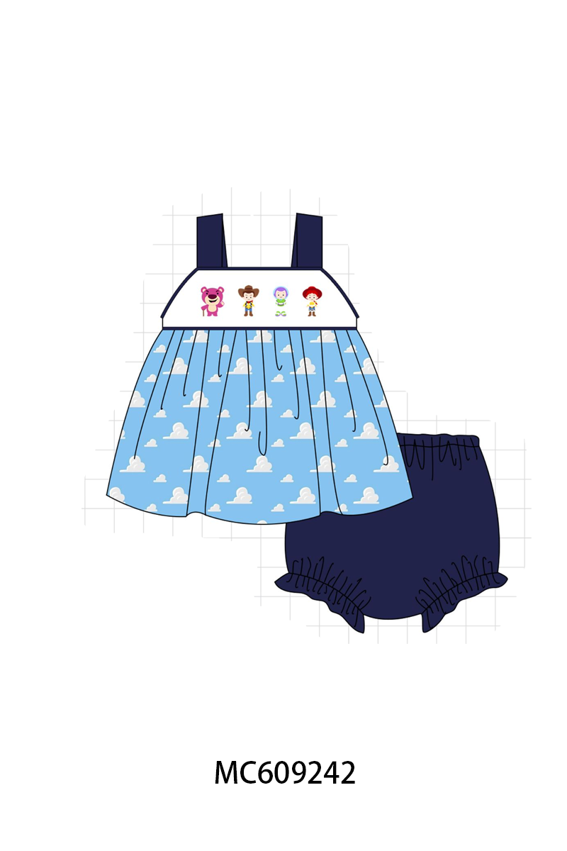 PO104 Blue toy story embroidery ruffle collection  - closing 9/14 - ETA February