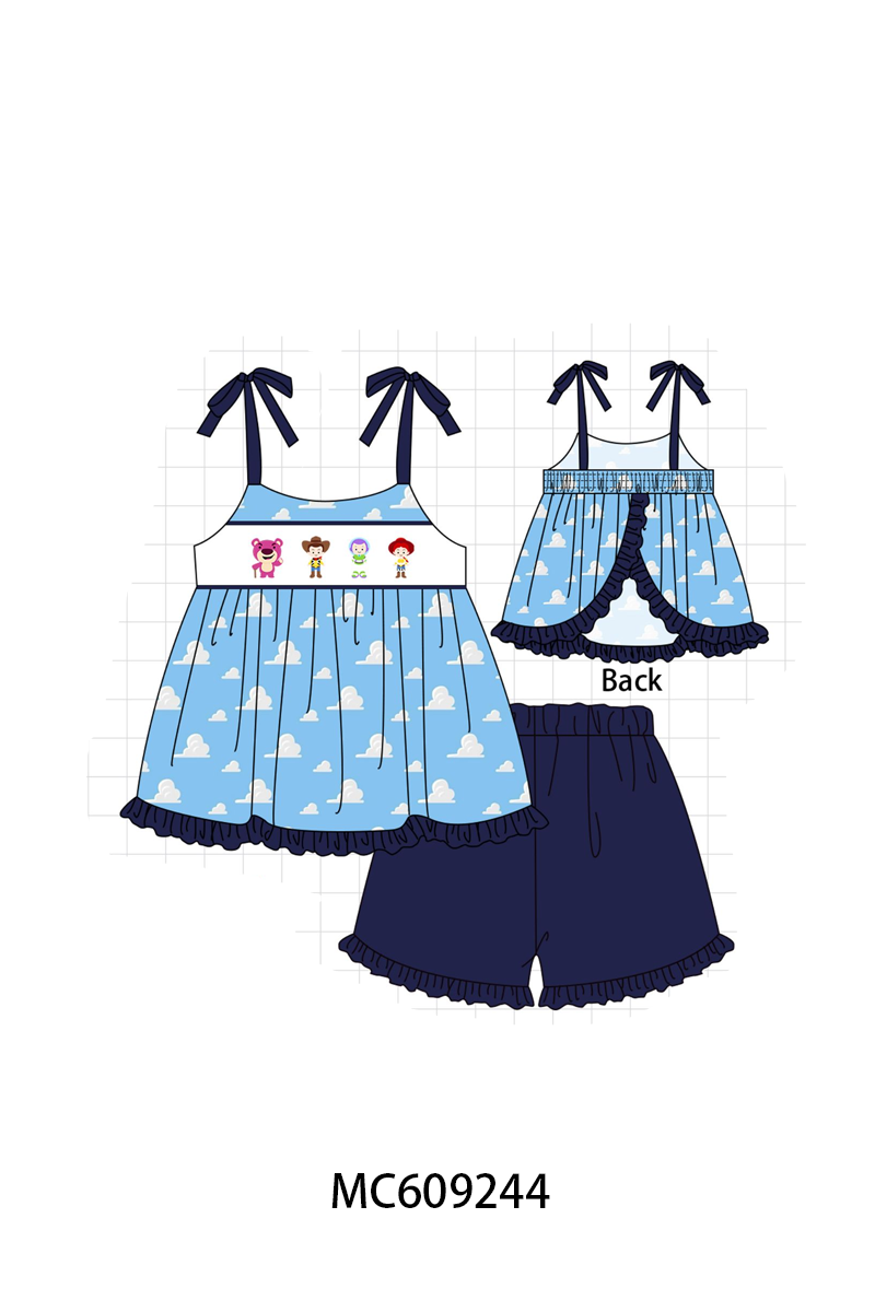 PO104 Blue toy story embroidery ruffle collection  - closing 9/14 - ETA February