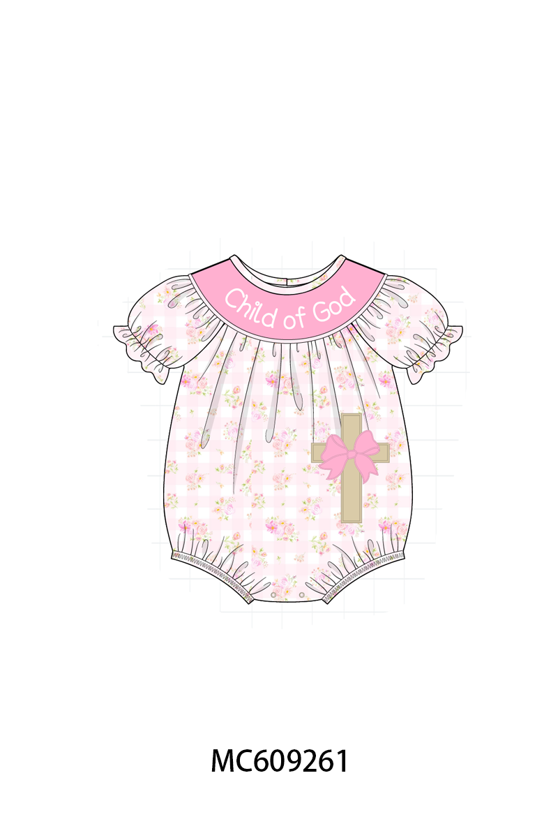 PO104 Pink child of god embroidery cross floral collection  - closing 9/14 - ETA February
