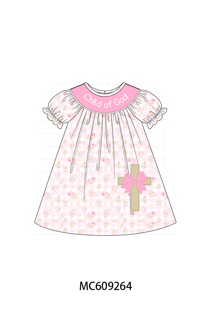 PO104 Pink child of god embroidery cross floral collection  - closing 9/14 - ETA February
