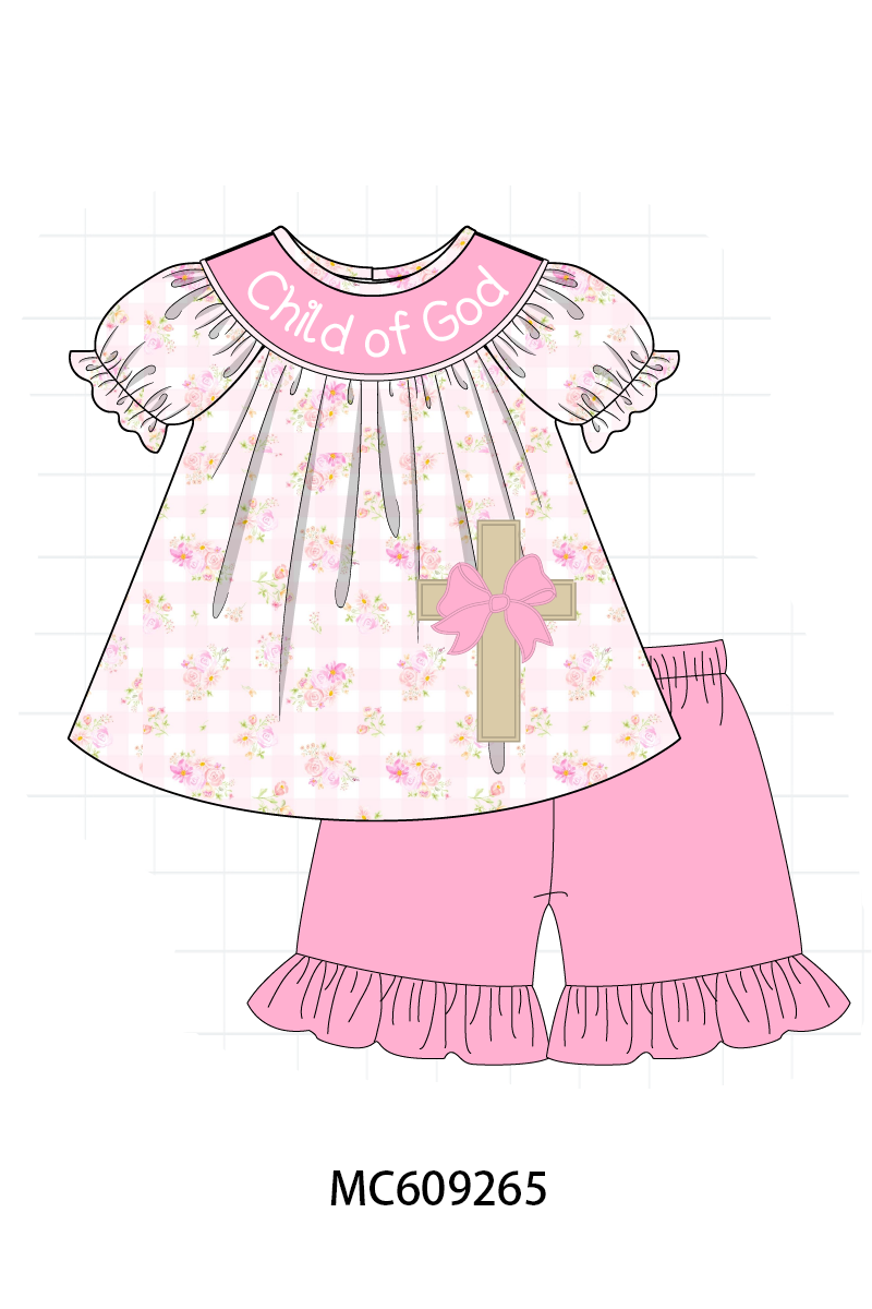 PO104 Pink child of god embroidery cross floral collection  - closing 9/14 - ETA February