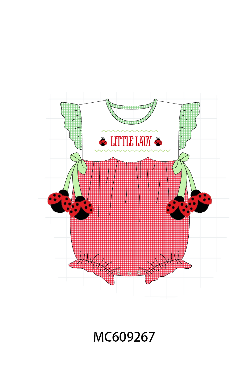 PO104 Red little lady embroidery ruffle gingham collection  - closing 9/14 - ETA February
