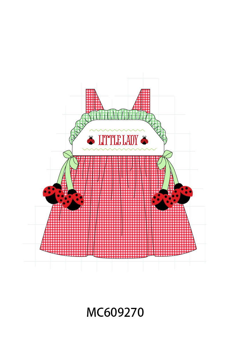 PO104 Red little lady embroidery ruffle gingham collection  - closing 9/14 - ETA February