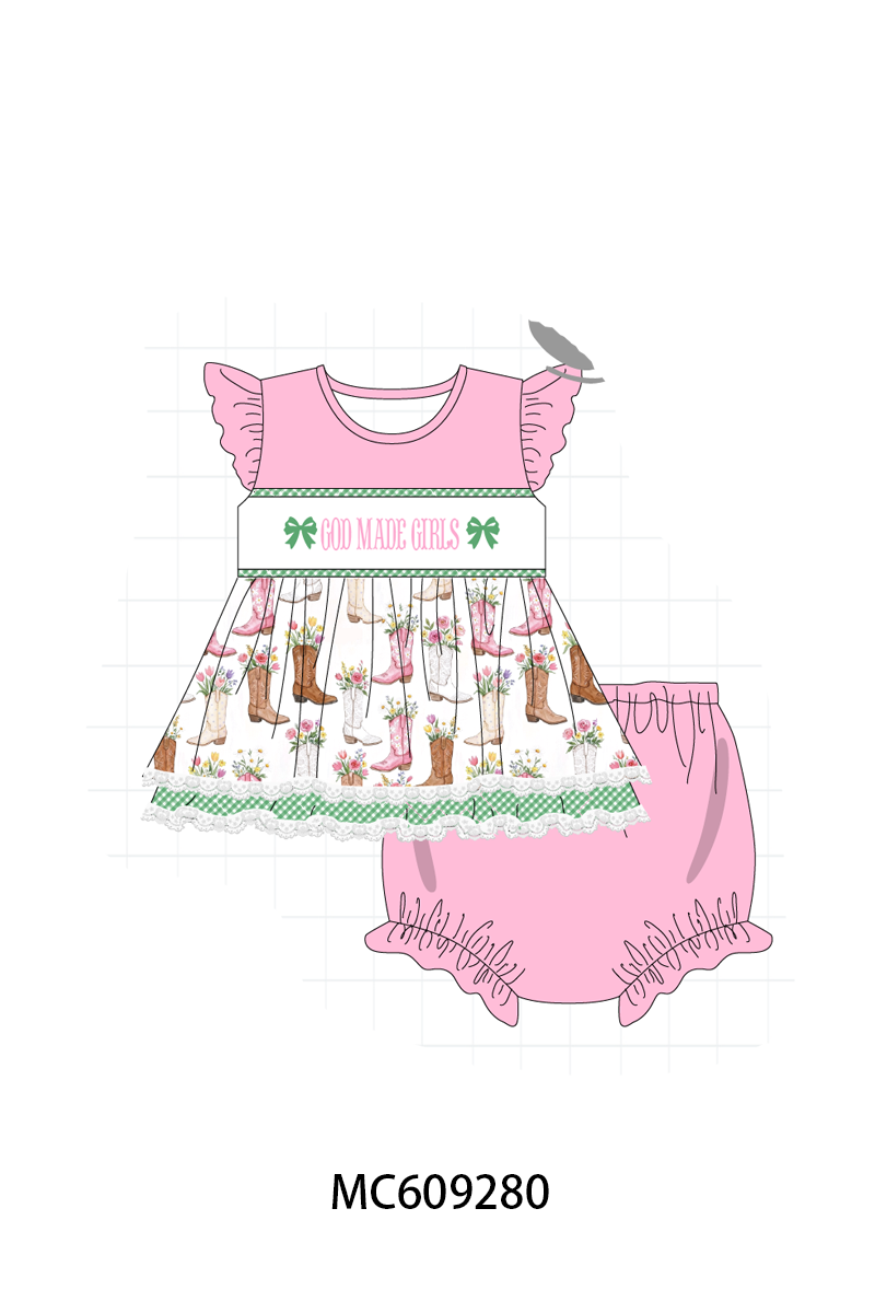 PO104 Pink god made girls embroidery boots collection  - closing 9/14 - ETA February