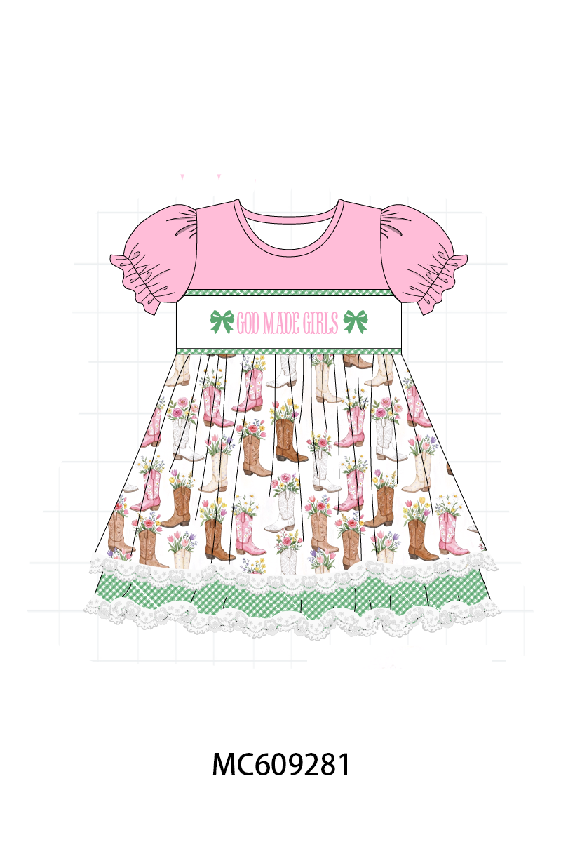PO104 Pink god made girls embroidery boots collection  - closing 9/14 - ETA February