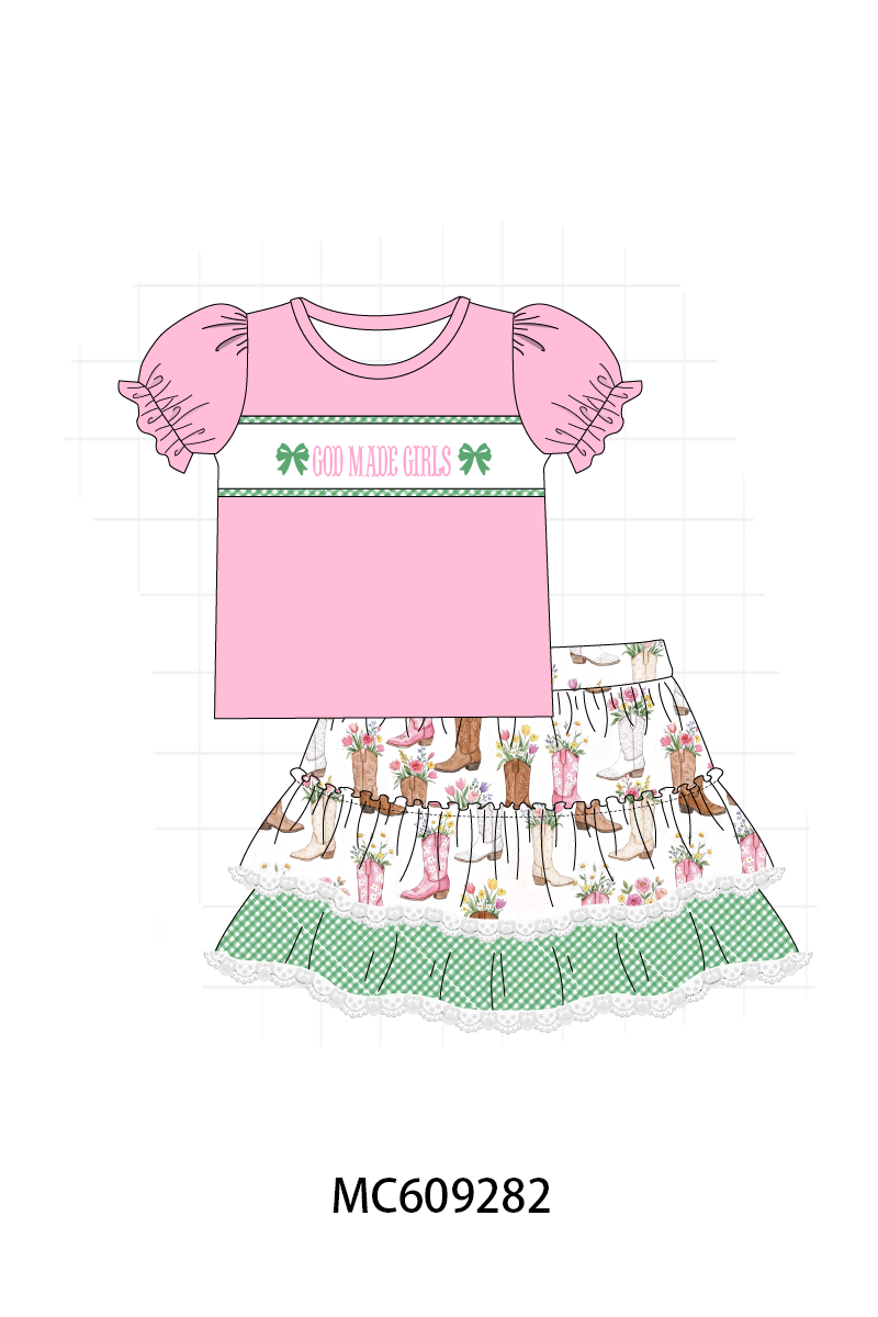 PO104 Pink god made girls embroidery boots collection  - closing 9/14 - ETA February