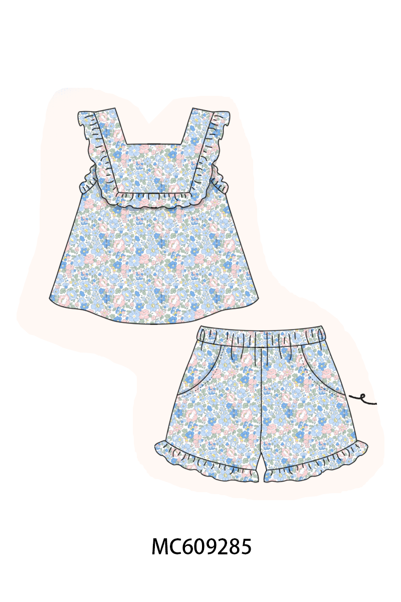 PO104 Blue floral ruffle collection  - closing 9/14 - ETA February