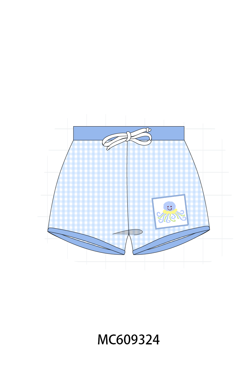 PO104 Blue octopus embroidery gingham collection - closing 9/14 - ETA February