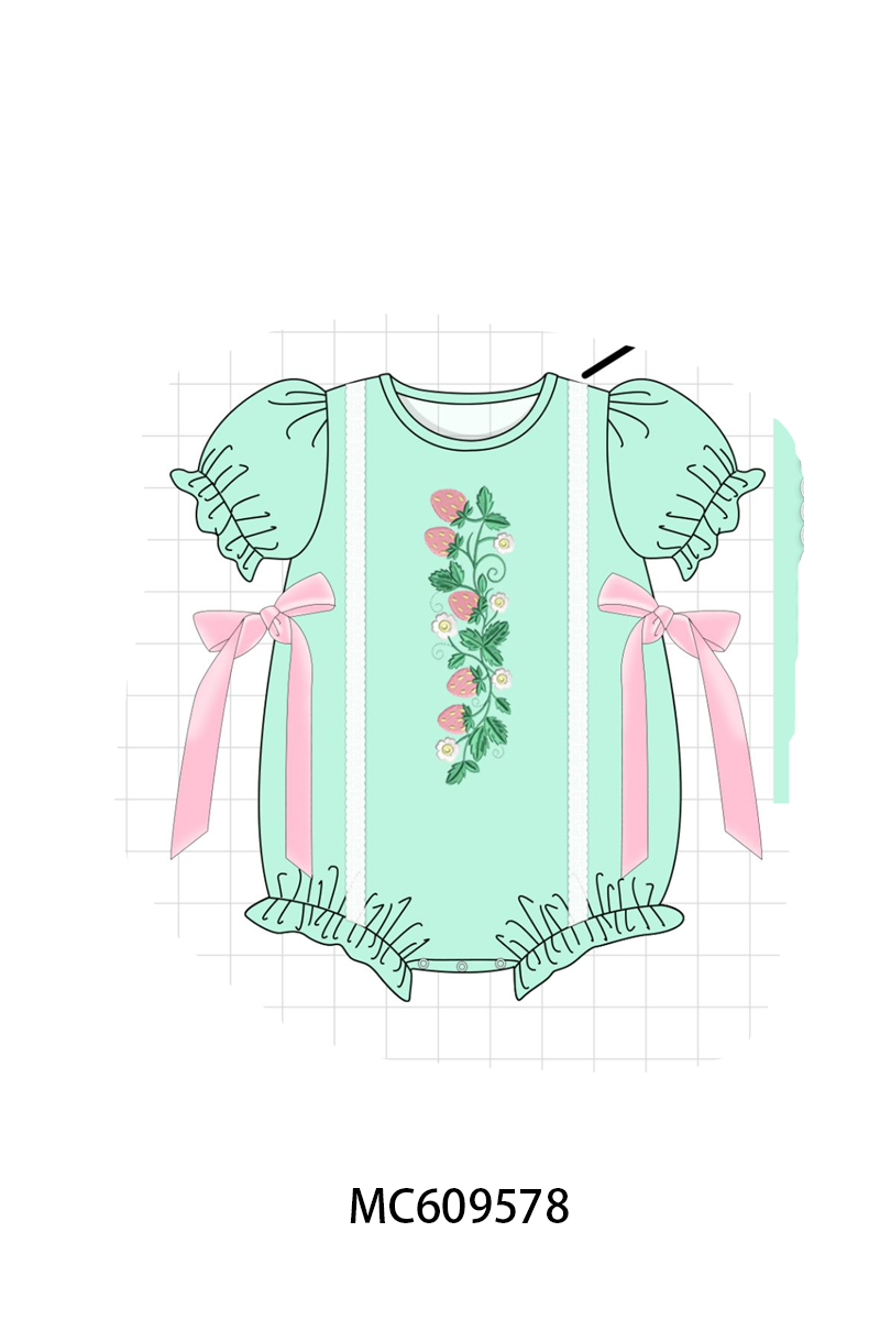 PO104 Green strawberry embroidery collection - closing 9/14 - ETA February