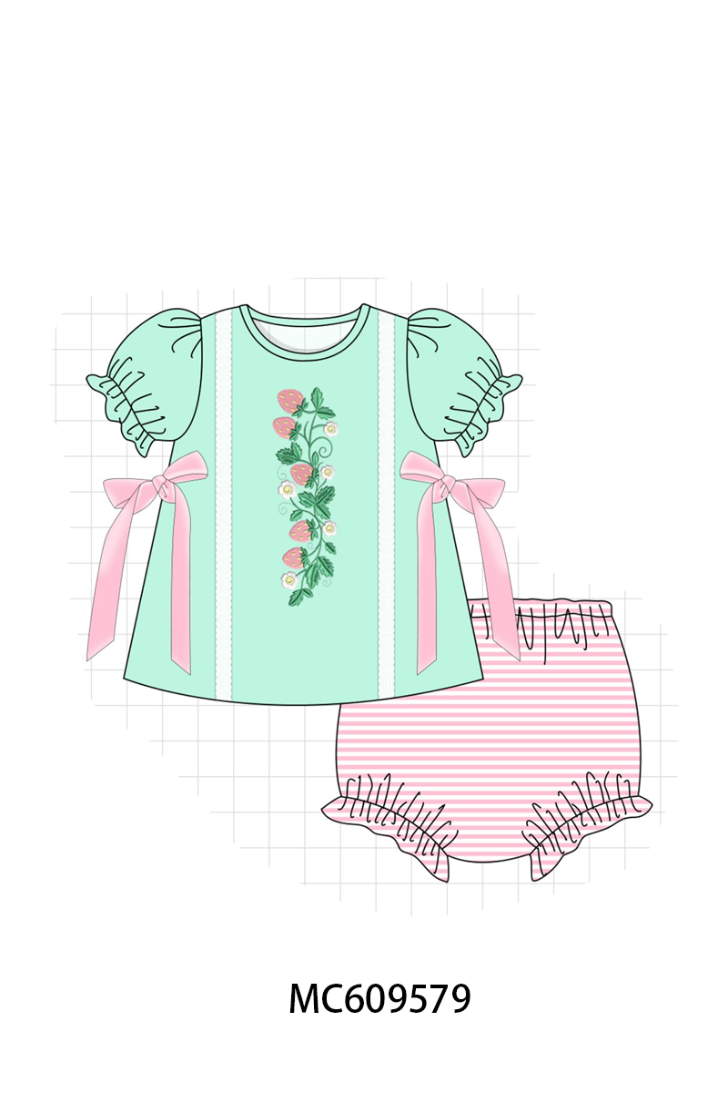 PO104 Green strawberry embroidery collection - closing 9/14 - ETA February