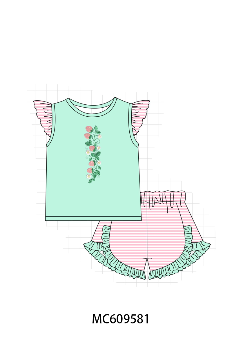 PO104 Green strawberry embroidery collection - closing 9/14 - ETA February