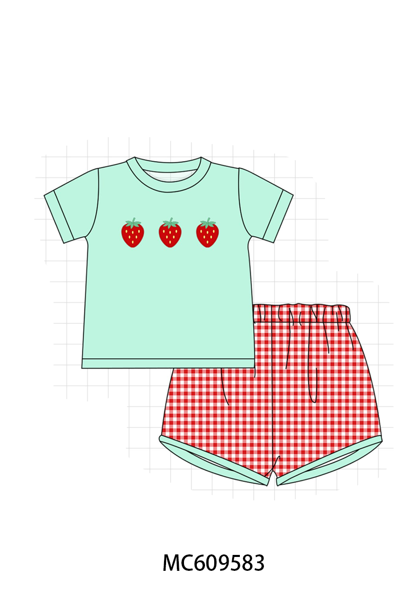 PO104 Green strawberry embroidery collection - closing 9/14 - ETA February