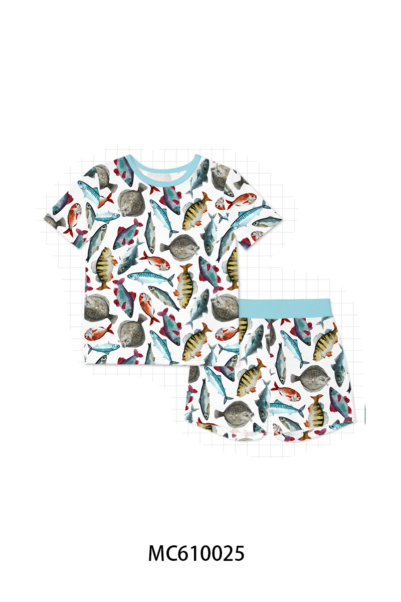 PO108 Blue fish print bamboo collection - closing 10/26 - ETA march