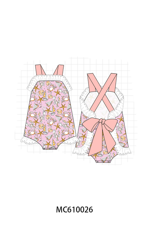 PO108 Pink summer beach print ruffle collection - closing 10/26 - ETA march