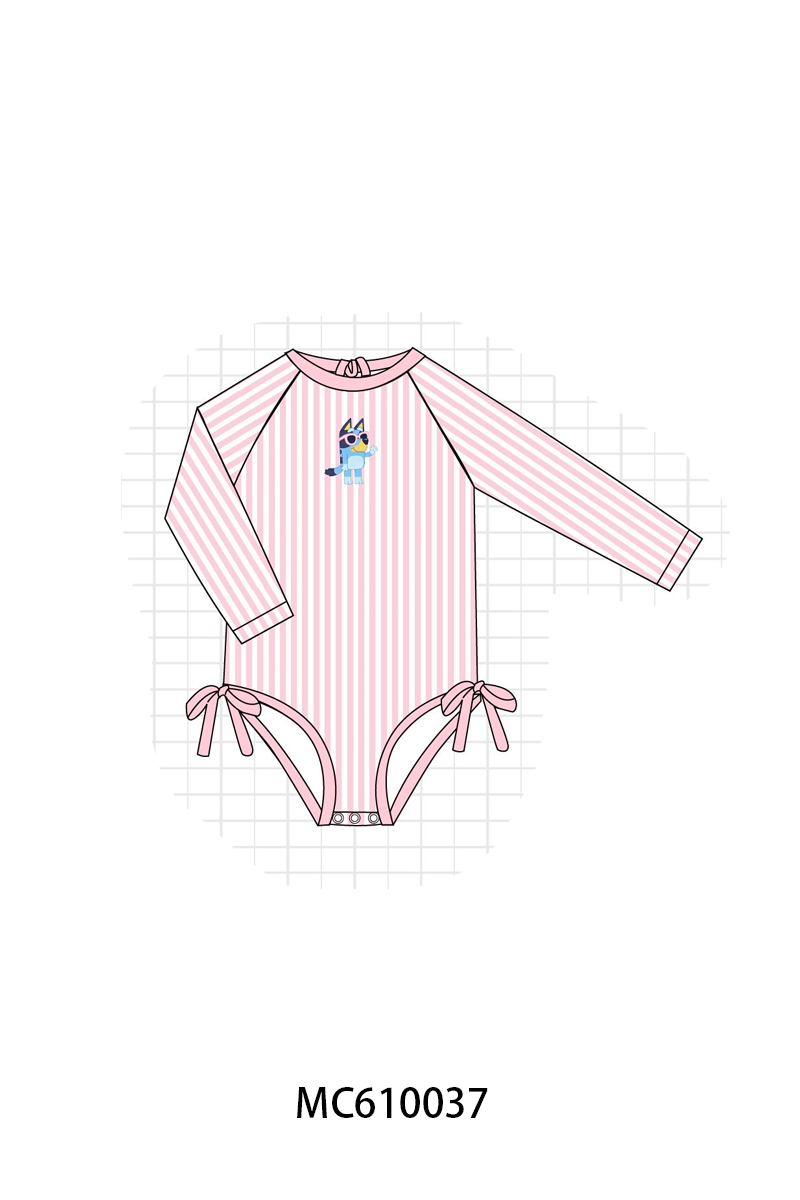PO108 Pink&blue bluey stripe ruffle swimsuit collection - closing 10/26 - ETA march