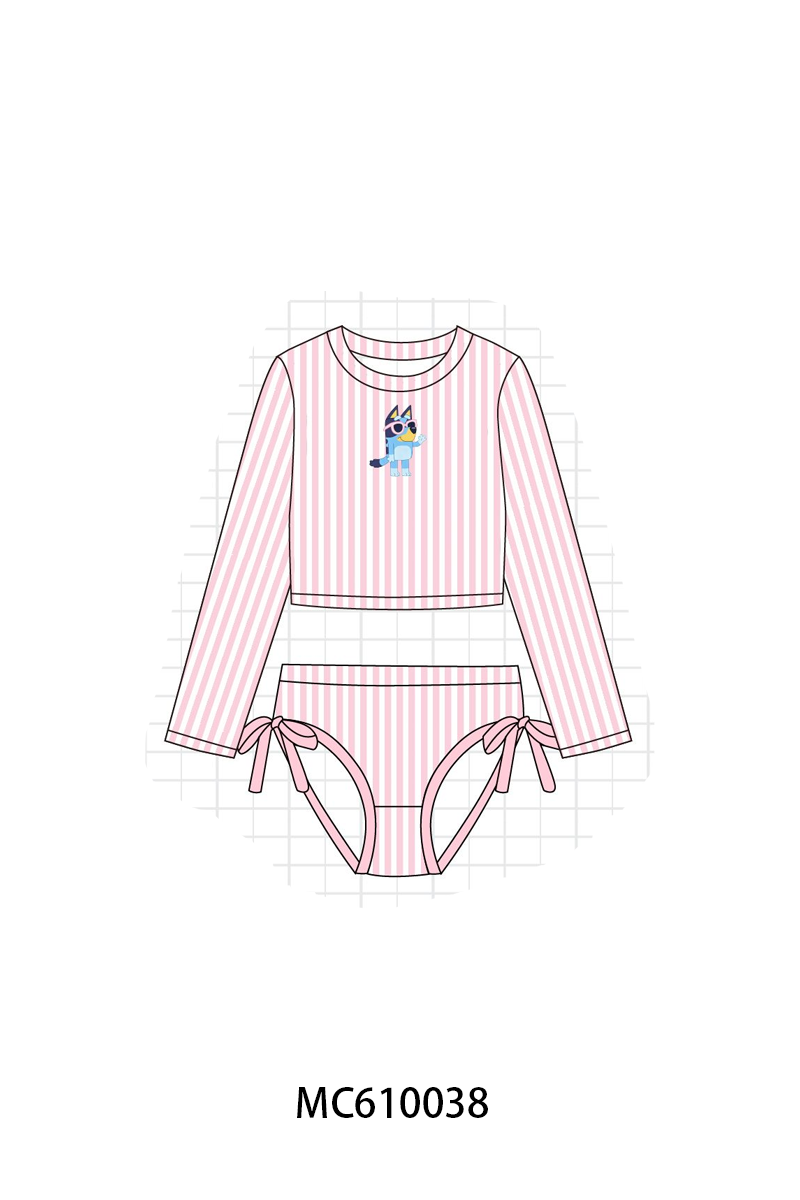 PO108 Pink&blue bluey stripe ruffle swimsuit collection - closing 10/26 - ETA march