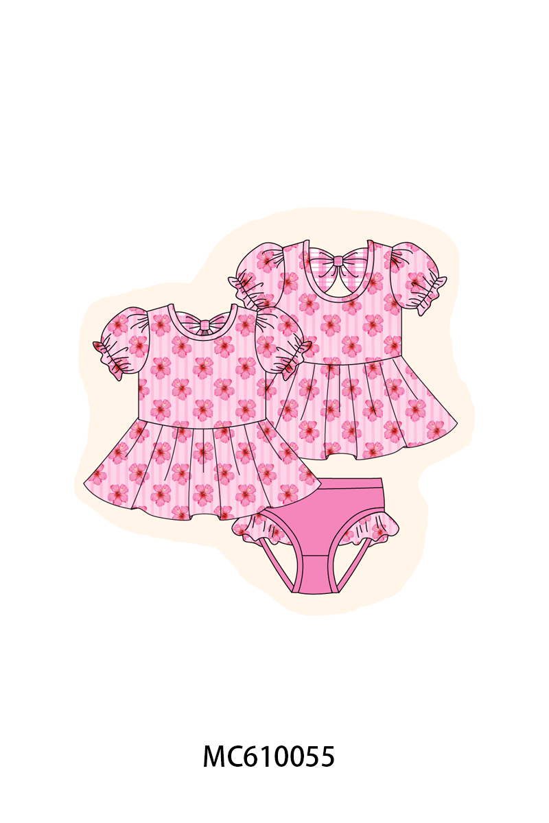 PO108 Magenta floral stripe ruffle swimsuit collection - closing 10/26 - ETA march