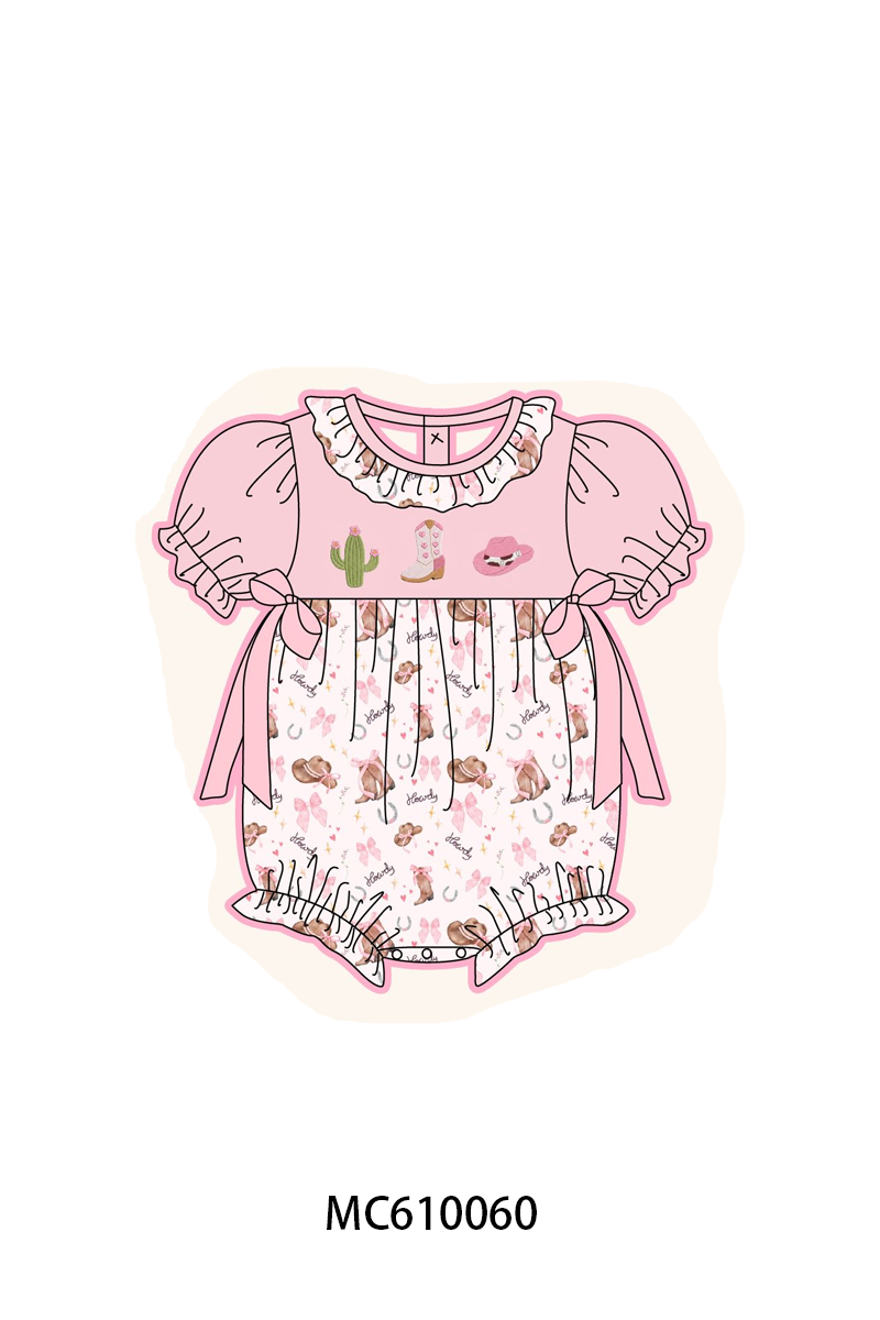 PO108 Pink cowgirl howdy y'all embroidery ruffle collection - closing 10/26 - ETA march