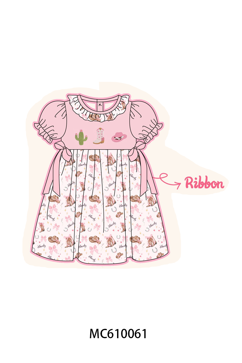 PO108 Pink cowgirl howdy y'all embroidery ruffle collection - closing 10/26 - ETA march