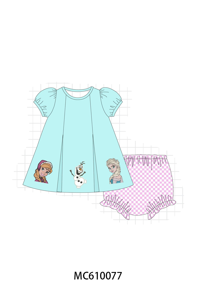 PO108 Blue Elsa&Anna embroidery checkered collection - closing 10/26 - ETA march