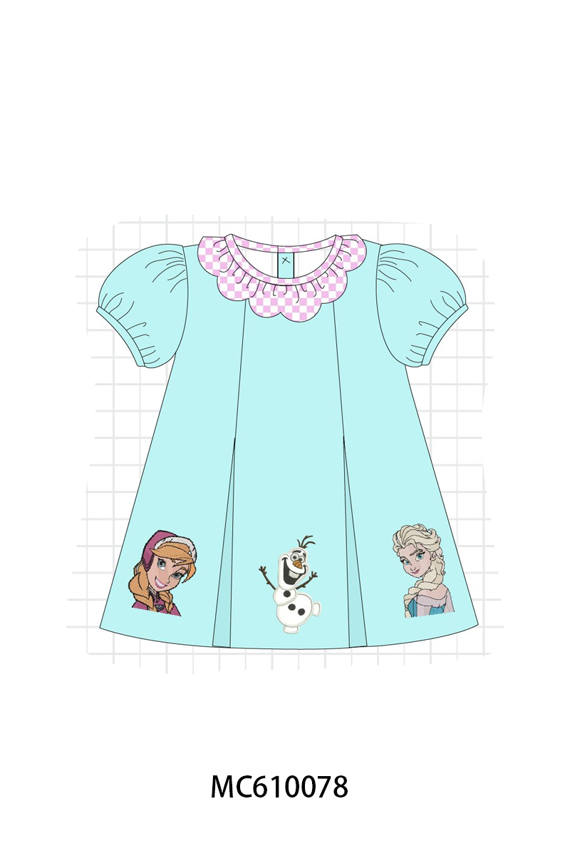 PO108 Blue Elsa&Anna embroidery checkered collection - closing 10/26 - ETA march