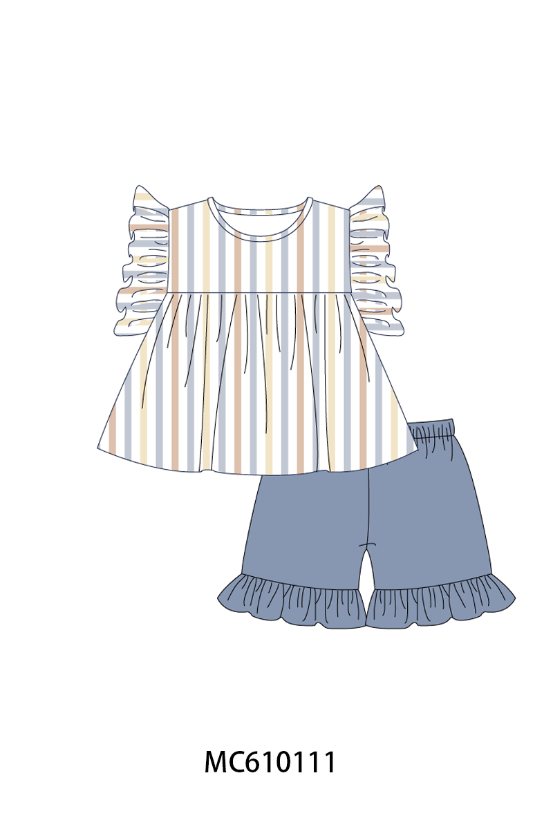 PO108 Blue stripe smocked ruffle collection 1 - closing 10/26 - ETA march