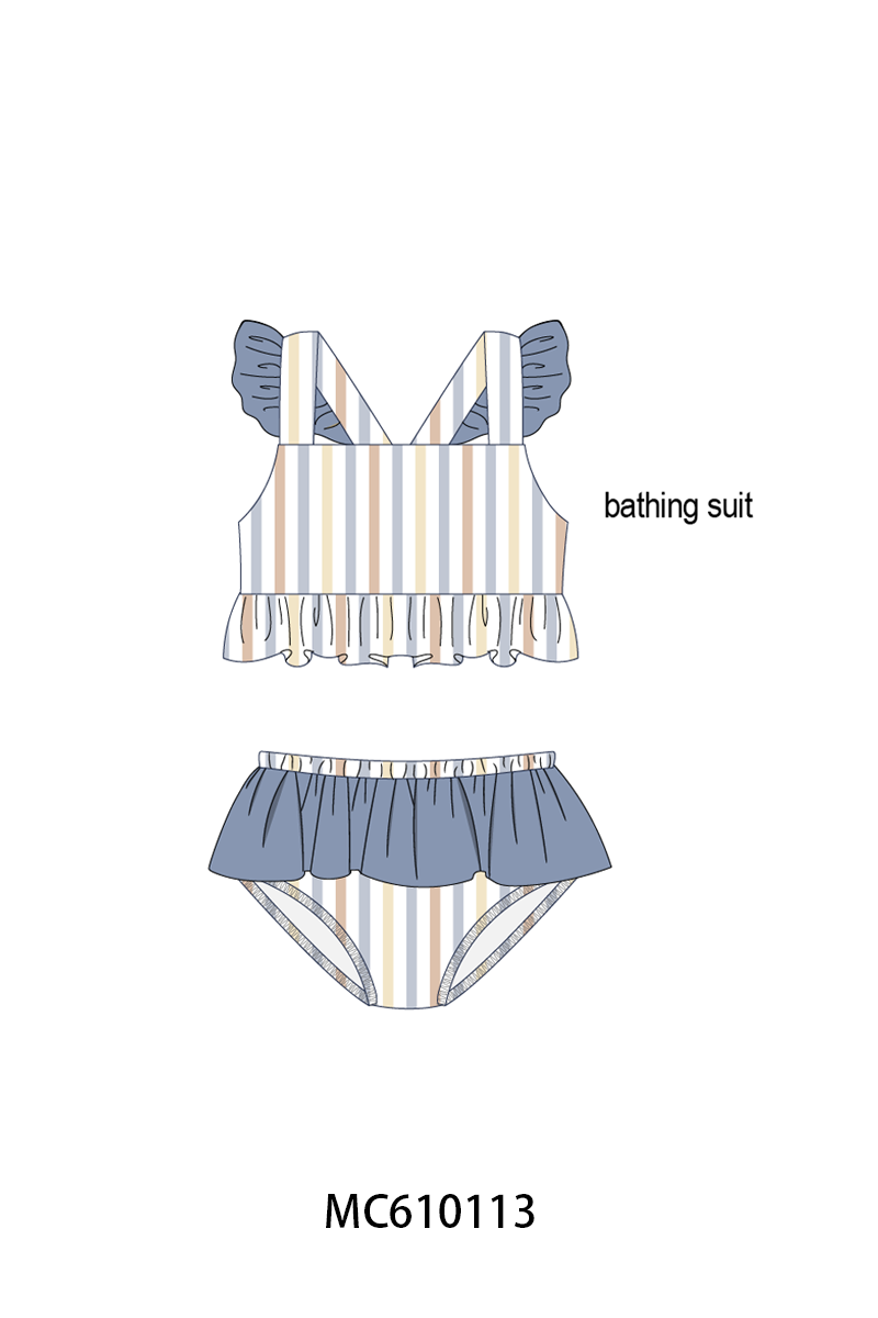 PO108 Blue stripe smocked ruffle collection 2 - closing 10/26 - ETA march