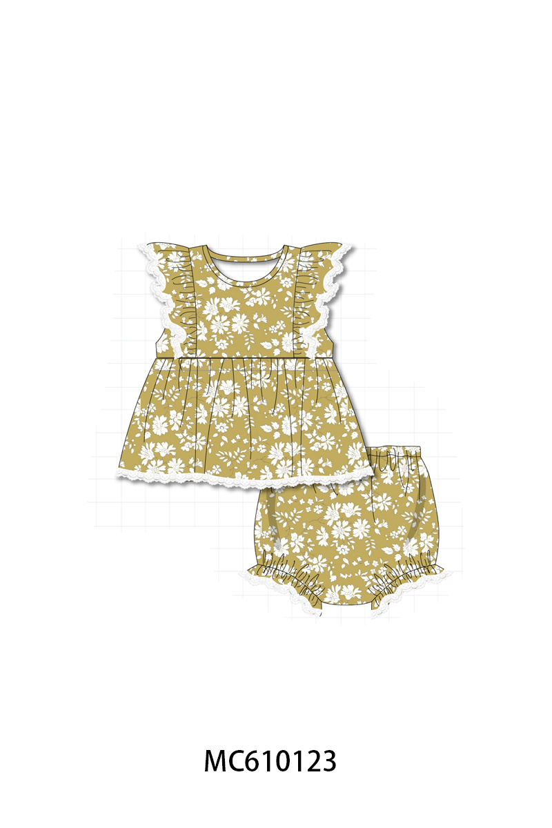 PO108 Mustard floral ruffle lace collection - closing 10/26 - ETA march
