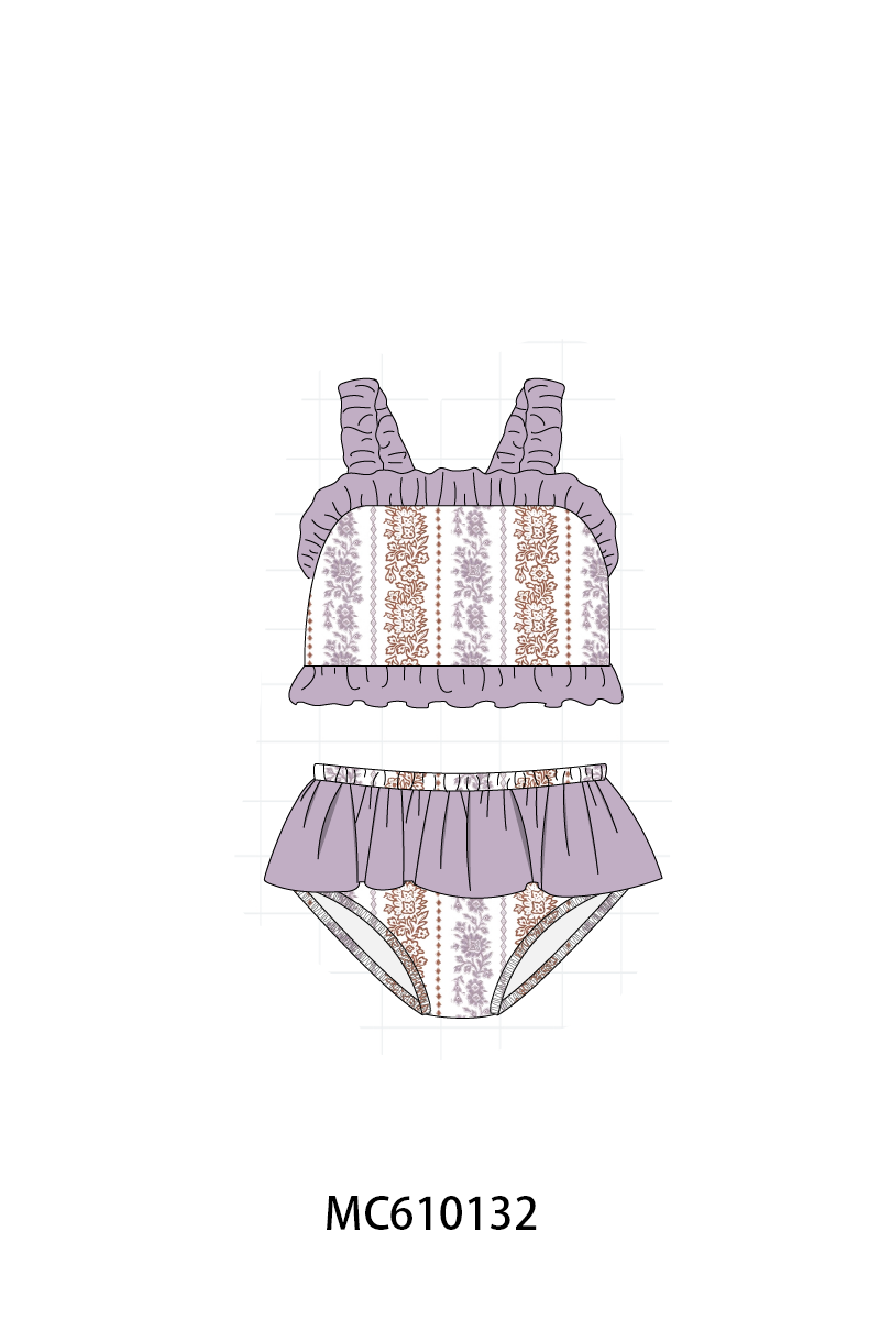 PO108 Purple floral print ruffle collection - closing 10/26 - ETA march