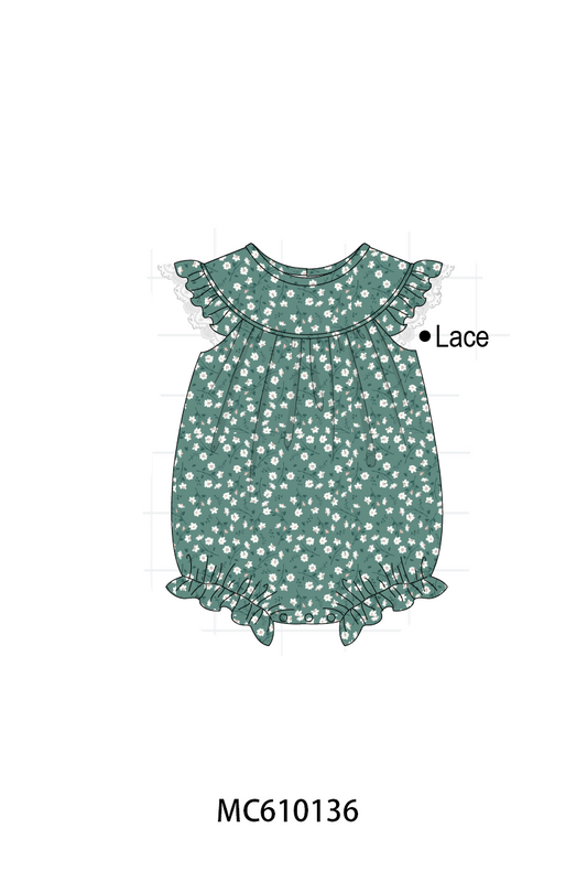 PO108 Greem floral lace ruffle collection - closing 10/26 - ETA march