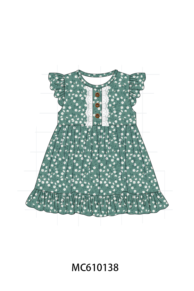 PO108 Greem floral lace ruffle collection - closing 10/26 - ETA march
